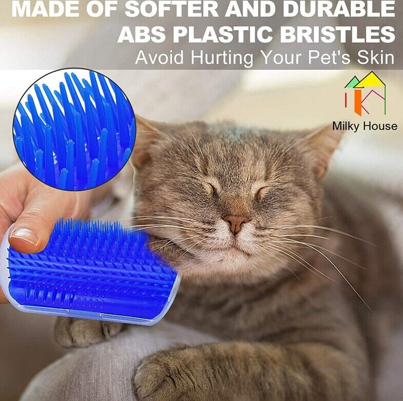 Cat Self-Groomer & Face Scratcher -Wall Corner Massage Comb, Grooming Brush Tool