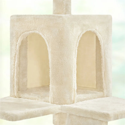 54" Cat Tree with Hammock, Basket and Scratching Post Tower, Beige