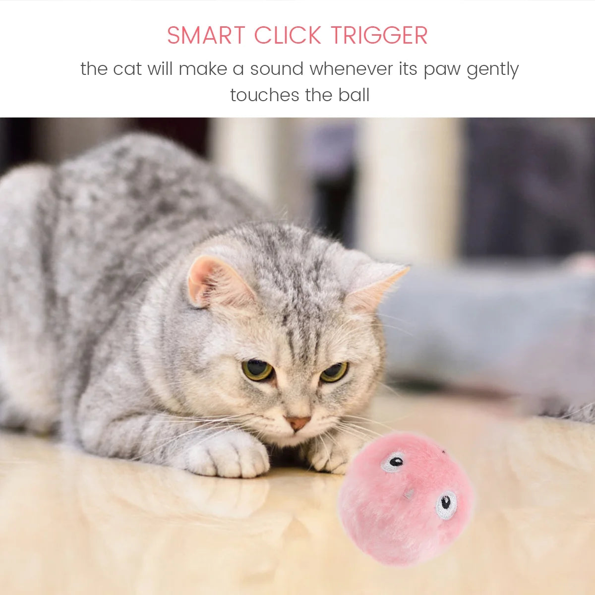 Cat Toy Balls, Interactive Chirping Balls with 3 Lifelike Animal Chirping Sounds Frog Cricket Bird Kitten Refillable Catnip Toys Cat Kicker Toys for Indoor Cats Exercise