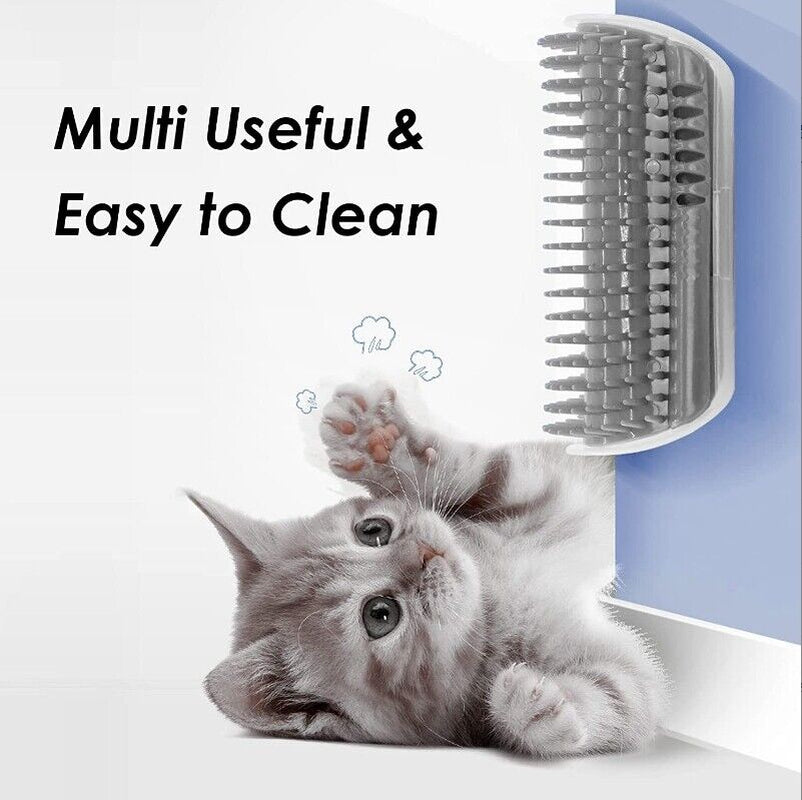 Cat Self-Groomer & Face Scratcher -Wall Corner Massage Comb, Grooming Brush Tool