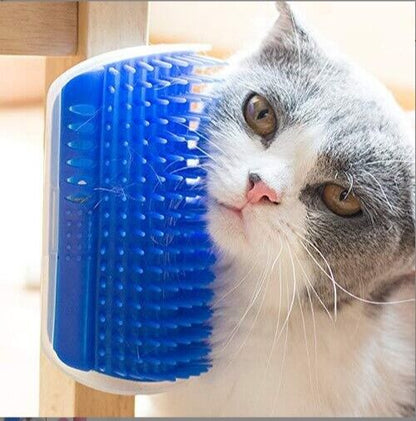 Cat Self-Groomer & Face Scratcher -Wall Corner Massage Comb, Grooming Brush Tool